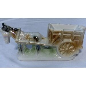 Brazillian Made Donkey Pulling Cart Ashtray Beautiful Luster ware 7"